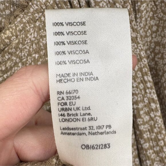 Free People Women's Ditsy Floral Peasant Crop Top XS Olive Green Bohemian Boho - Picture 5 of 7